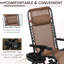 Fauteuils à bascule d'extérieur 2 pièces, fauteuil inclinable zéro gravité pliable avec coussin, porte-gobelet et téléphone, brun. Structure en métal robuste, emplacement en tissu respirant. Simple processus d'assemblage 2 en acier à bascule
