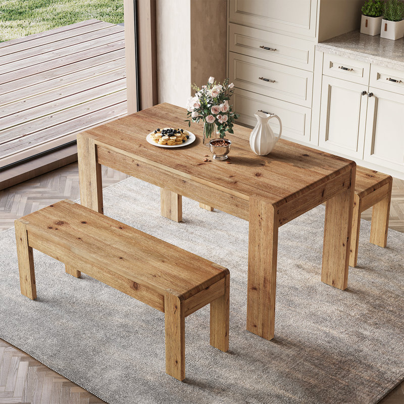 Ensemble de table de salle à manger en bois massif pour 4 à 6 personnes