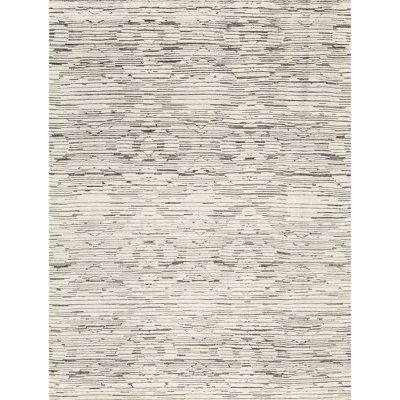 Wool Geometric Area Rug in Gray