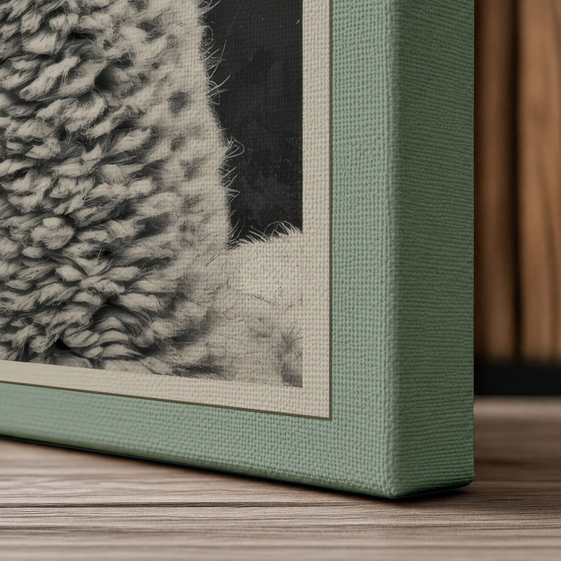 Alpaca Portrait Japandi - Wrapped Canvas, 36x24 - 91.4 x 61.0 cm, Sage Border