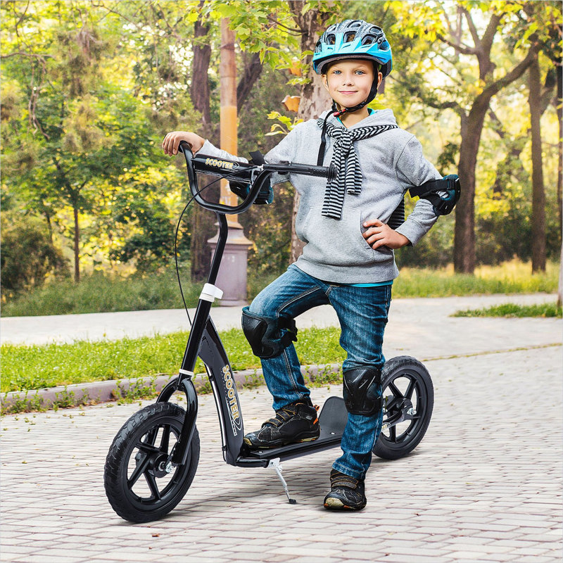 Scooters pour enfants en acier noir 12,5 x 5,4 x 13,6 po d'extérieur