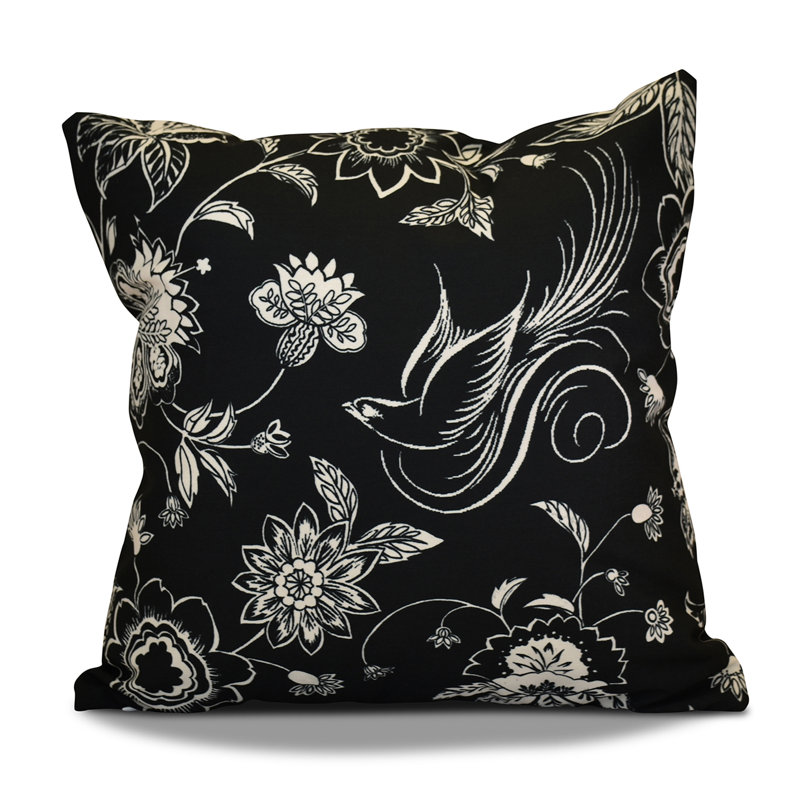 Holiday Wishes Floral Reversible Throw Pillow, 20" H x 20" W, Black