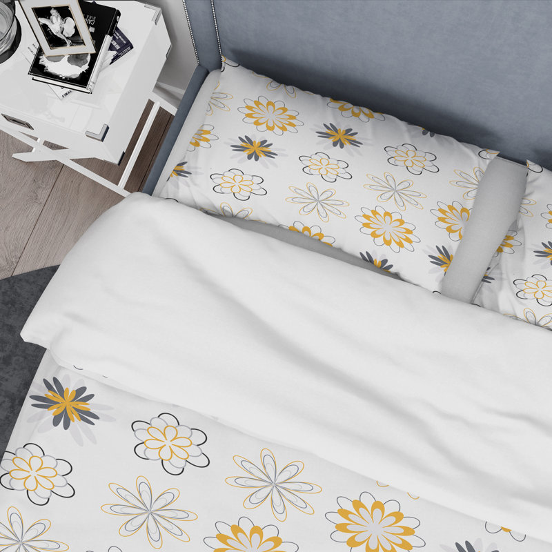 Farmhouse / Country Polyester Floral Duvet Cover, King Duvet Cover + 2 Shams