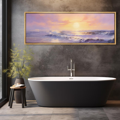 «Coastal Beach Sunset Surge Dynamic Ocean Waves», reproduction d'art rétro sur toile