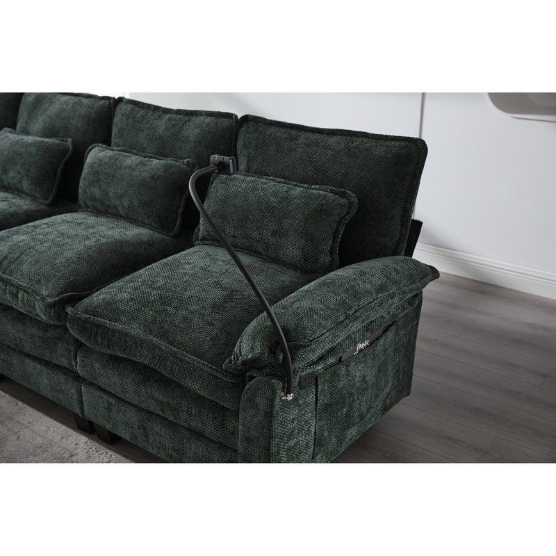 106 Inch U-Shape Sectional Sofa With Chenille Upholstery, Modular Design, And Built-In Charging, Ideal For Modern Living Rooms