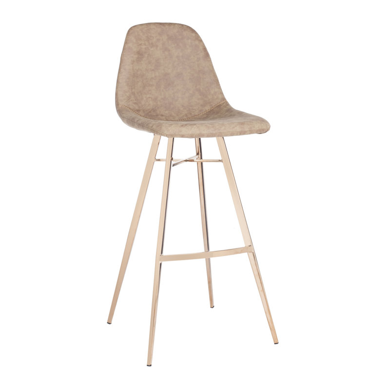 Nazzaro Upholstered Counter Stool with Metal Frame, Brown, Bar Stool (29” Seat Height)