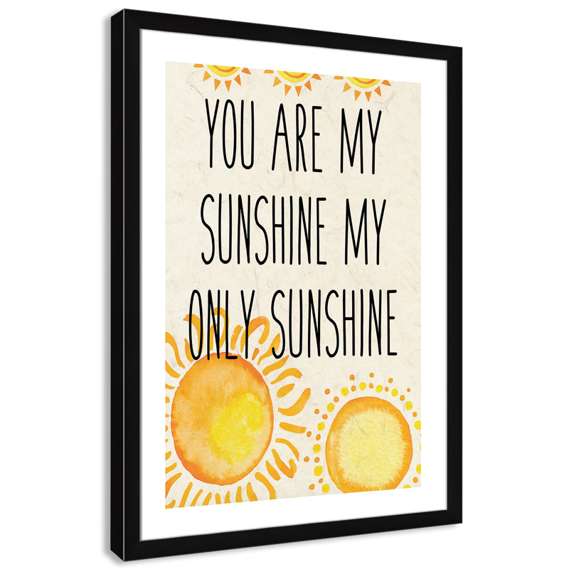 Sunshine A' Wall Decal, 34.5" H x 24.5" W x 0.6" D, Black Woodgrain Box Framed