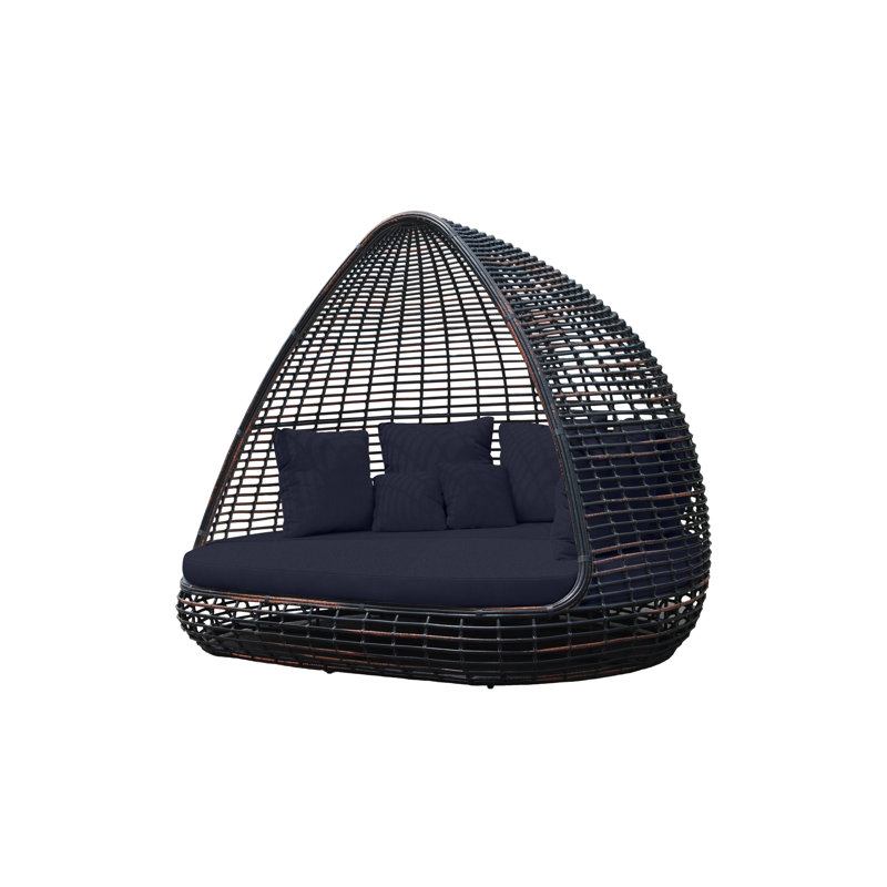 Outdoor - Seat Patio Daybed, Black Mushroom, Canvas Navy Sunbrella® Canvas