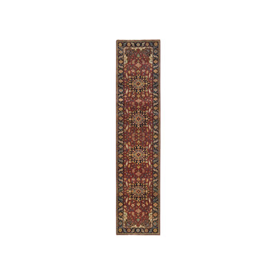2'8"x12' Red Antiqued Saroogh Re-Creation Wool Hand Knotted Runner Rug F00856A91A4C41E9A597C331D8725799