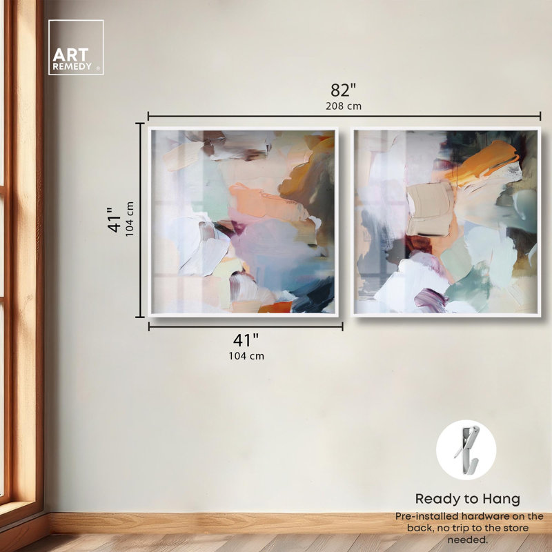 «Neutral Nirvana Set Shadowbox Print Neutral Wall Decor» par Art Remedy, cadre blanc, 40 x 40, H 41 po x l 41 po, White Frame