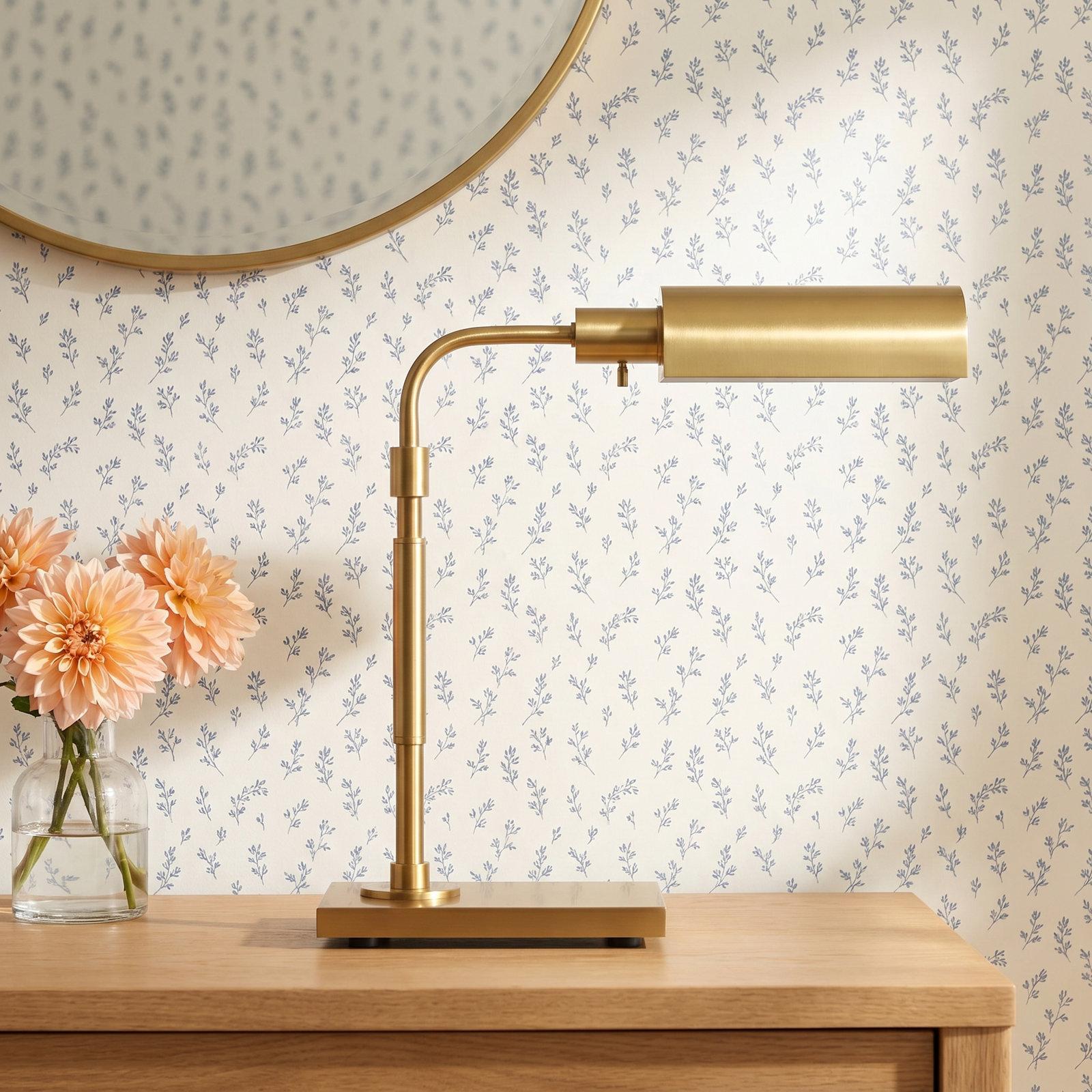 Tarpley Metal Desk Lamp, Burnished Brass