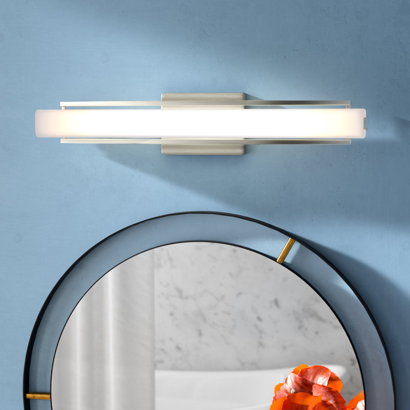 Barre d'éclairage de salle de bain 1 lumière à DEL à intensité variable Allsun, Chrome