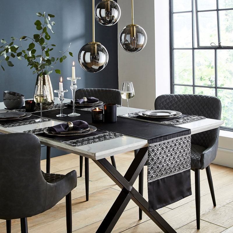 Deco Sequin Dining Place Mat 4 Pack, Black