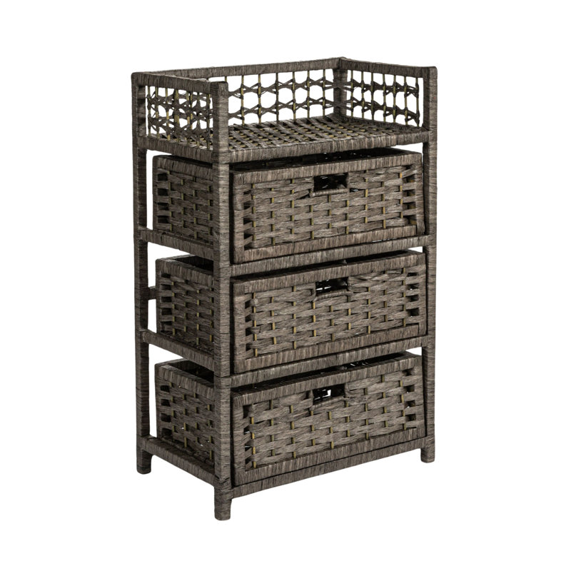 Stain Paper Rope 3 Drawer Chest , Gray