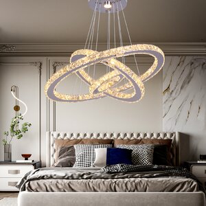 Daveonte 3 - Light Unique / Statement Tiered LED Chandelier with Crystal Accents