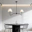 Lustre moderne moderne, luminaire suspendu réglable de 55 pouces avec abat-jour en tissu blanc pour îlot de cuisine, salle à manger, salon ou chambre à coucher