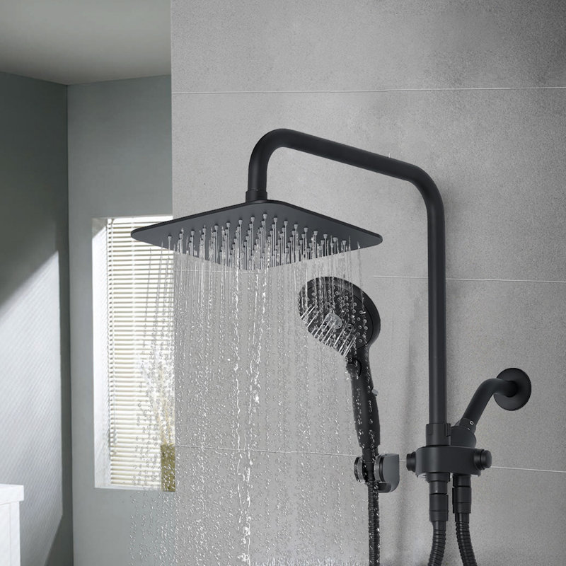 Pomme de douche carrée 8 pouces avec douchette à main, Chrome chrome