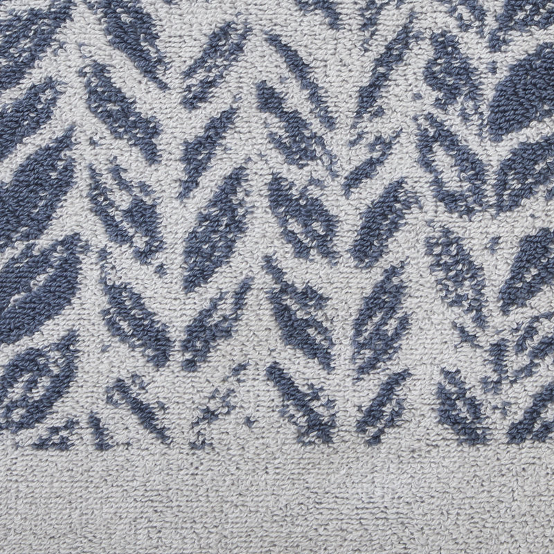 Addysn Cotton Plush Jacquard Bath Towel, Denim Blue
