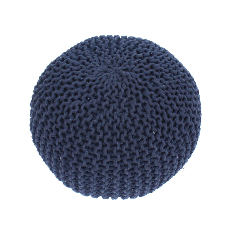 Durston Upholstered Pouf, Dark Navy 100% Cotton