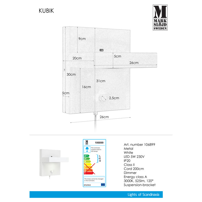 Babble LED Plug-in Flush Mounted Sconce, White