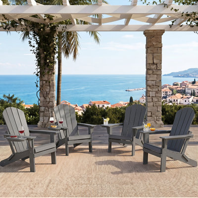  Cheryce HDPE Folding Adirondack Chair With Cup Holder