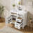 36 Inch Bathroom Vanity with Ceramic Sink Top, Solid Wood Frame, MDF & Poplar Cabinet, Flip Drawers, Adjustable Shelf, and Zinc Alloy Handles, Freestanding Storage Cabinet (Faucet Not Included)-135276465