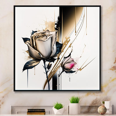 «Aya Roses Flow Flower On Abstract Fusion IV», reproduction sur toile