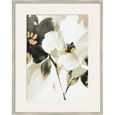 Whispering Petals II Framed Canvas Under Glass Wall Art - 24" x 30" - Champagne Frame
