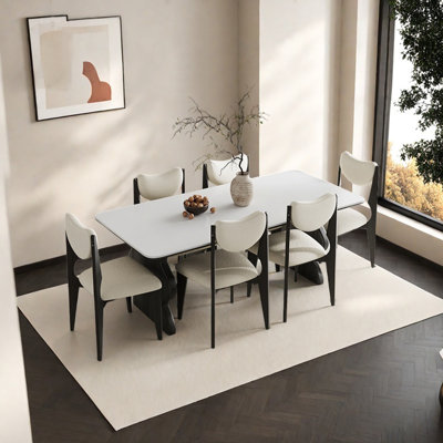Table de salle à manger en bois de frêne de style Wabi-sabi