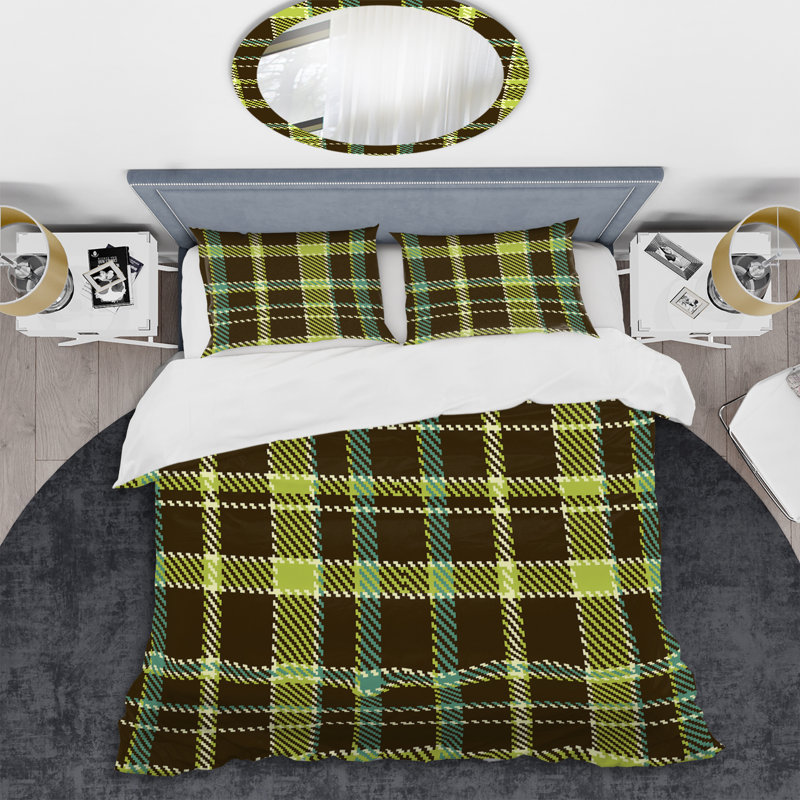 Ensemble de housse de couette en microfibre brun / vert 3 pièces