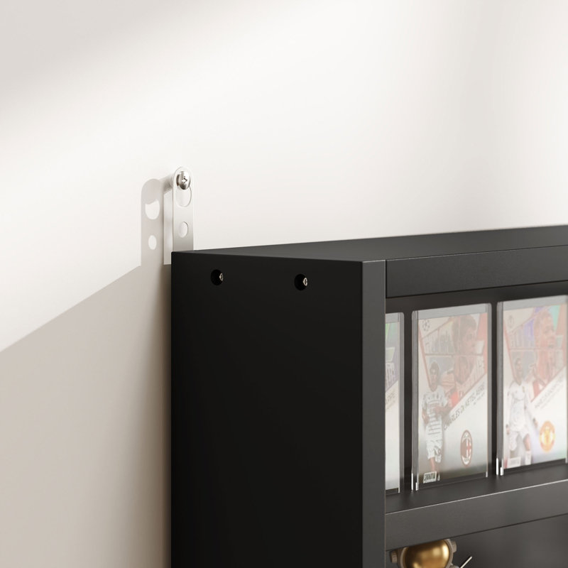 Étagère de rangement à plusieurs niveaux avec portes transparentes et tablettes ajustables, noir