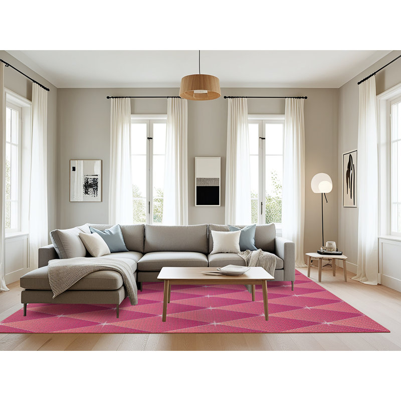 Tapis de zone rose à motif, Rectangle 8 pi x 10 pi