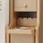 Aevah Soild Wooden Nightstand with Raised-Edge Top, Sliding Shelf, Cable Hole & Skirting Board Space-559546590-559546589