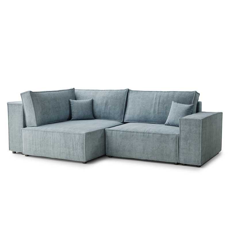 3 Seater Corner Sofa , Left Hand Facing, Light Blue Chenille