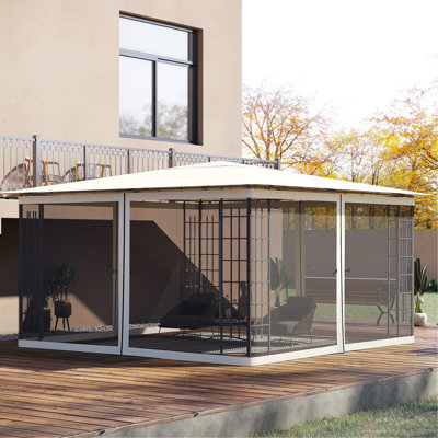 Gazebo Mesh Netting Curtain, Keeps Outdoor Space Private And Comfortable Cream Screen, Protects From Flying
