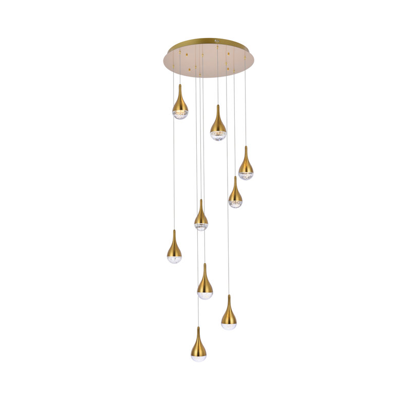 Carilyn Chandelier, 9" H x 24" W x 24" D, Satin Gold