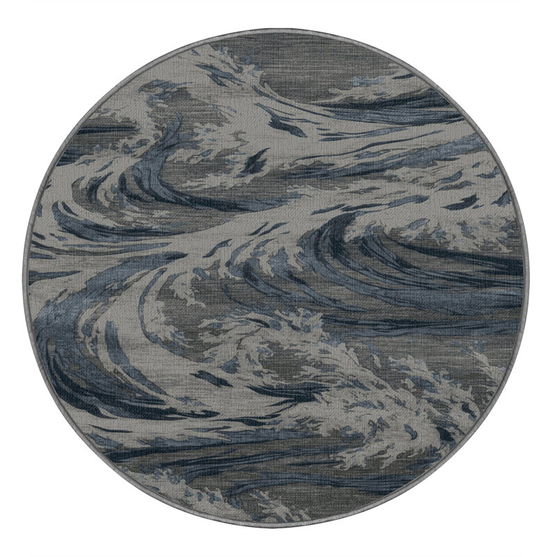  Tapis bord de mer lavable Stormy Seas, Rond 6 pi