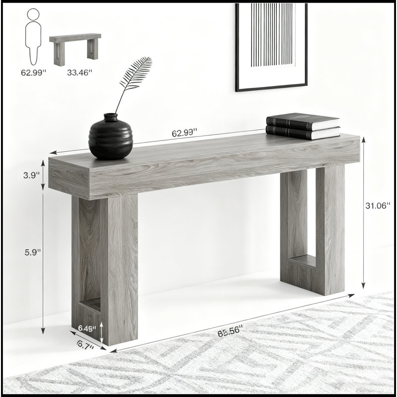 Console 63 pouces Farmhouse, Bois naturel