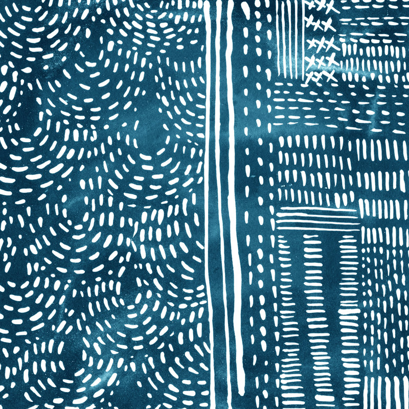 Sashiko Stitches II by Chariklia Zarris - Wrapped Canvas Painting, 91cm H x 91cm W x 3.8cm D