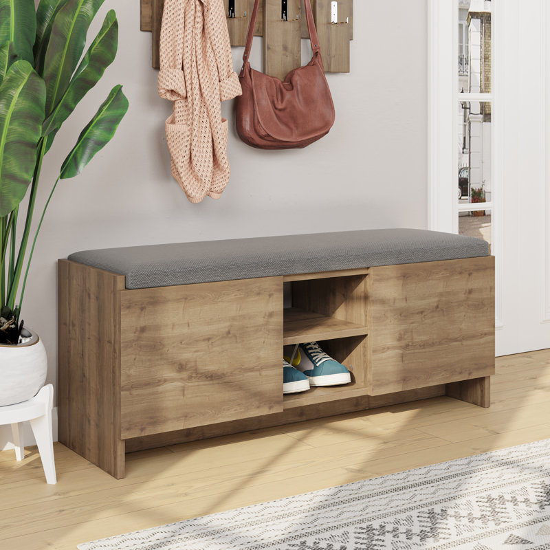 Ousley 8 Pair Shoe Storage Cabinet, Matte Oak