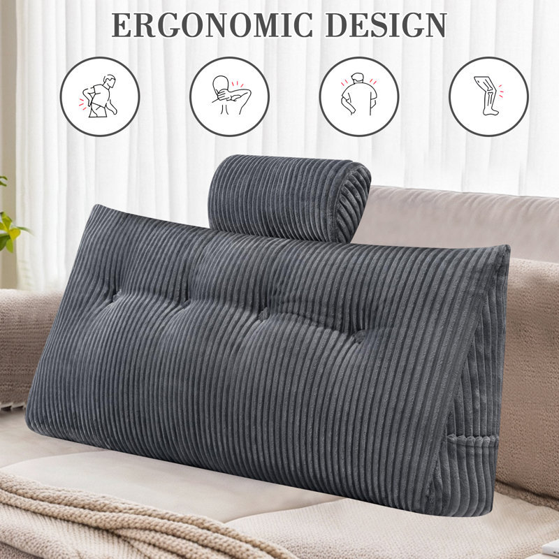 Magic Velvet Backrest Pillow,Headboard Wedge Pillow , Gray