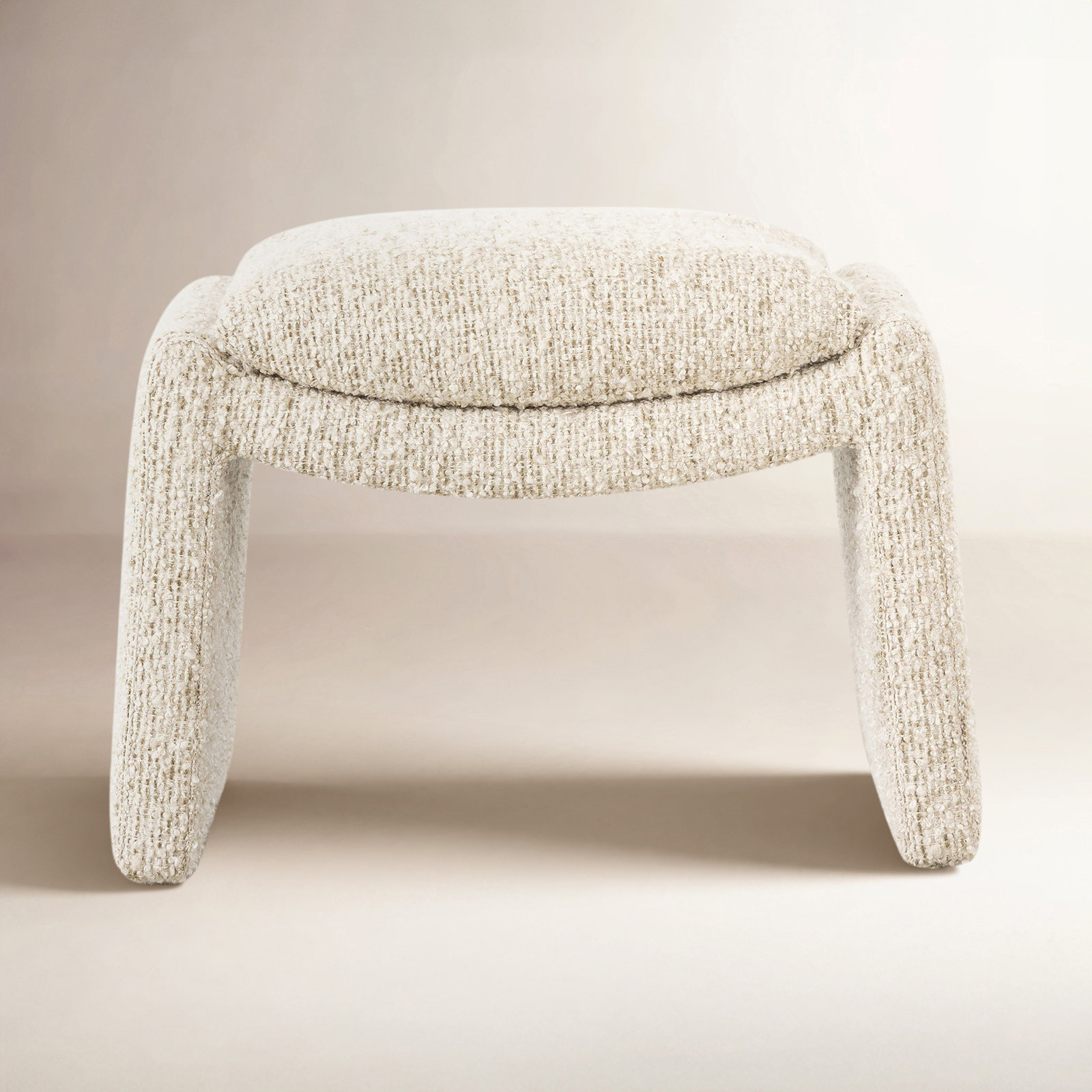 Upholstered Ottoman, Cream Arcylic