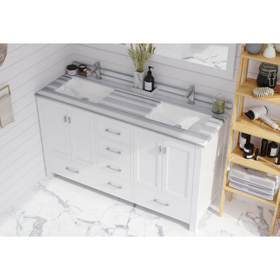 Mariário 60'' Double Bathroom Vanity with Marble Top