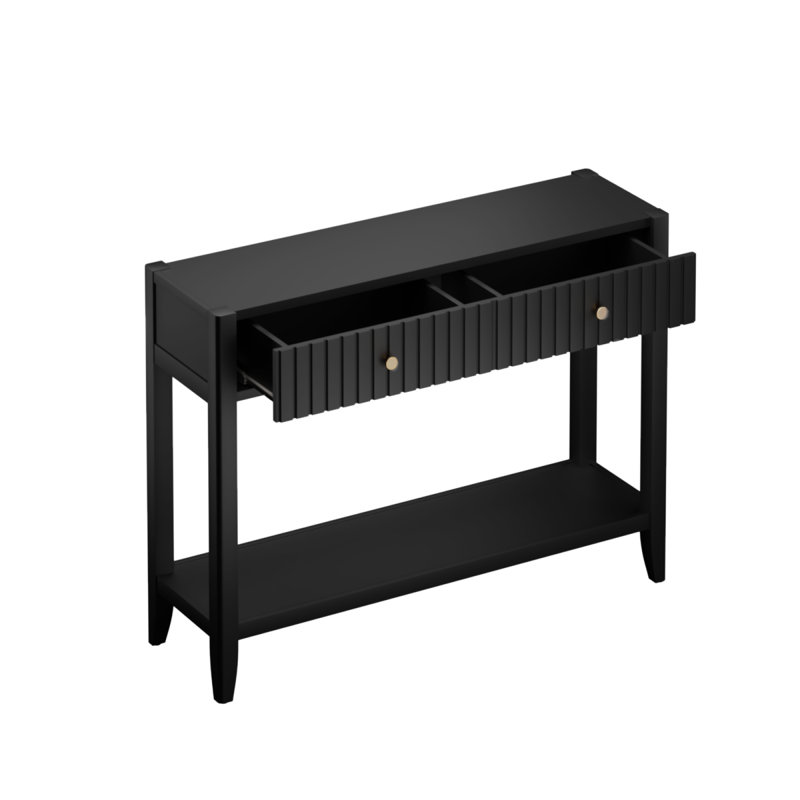 Console Table With Drawers, Narrow Wood Accent Sofa Table Entryway Table With Storage Shelf For Entryway, Front Hall, Hallway, Living Room, Black