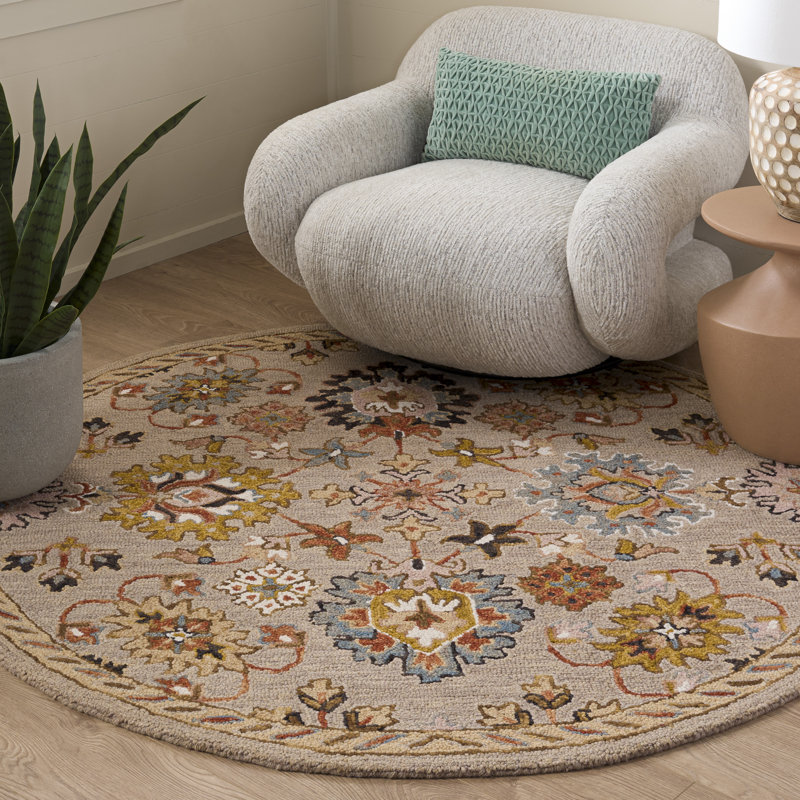 Tapis marocain en laine touffeté à la main, Rond 5 pi