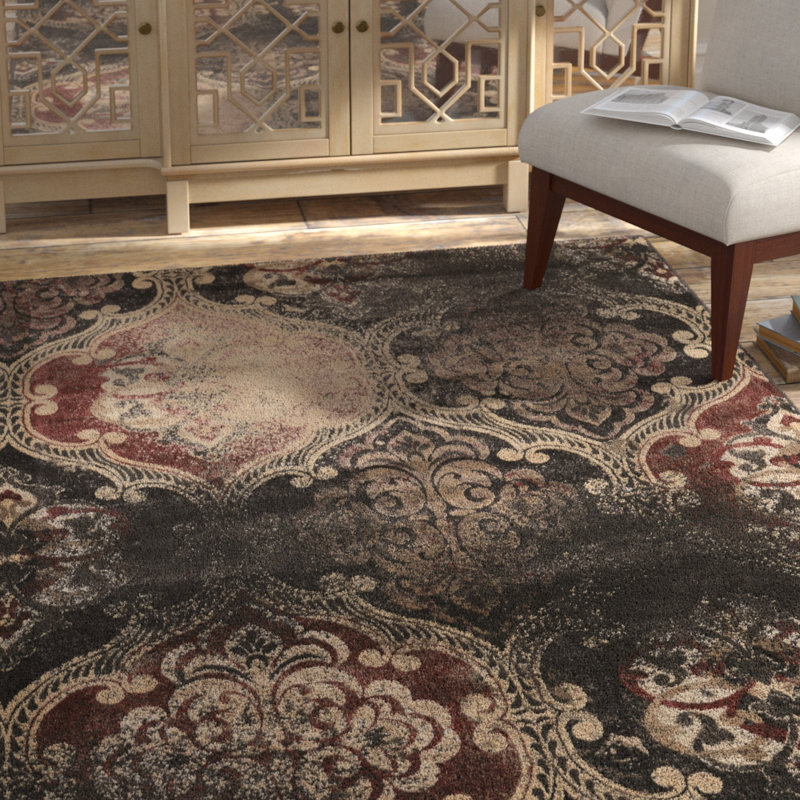 Tapis oriental beige / noir / brun Mckim, Rectangle 8 pi x 10 pi 4 po