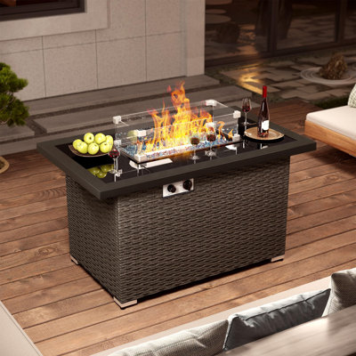 Table de foyer d'extérieur au propane de 44 po avec couvercle