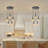 5-Light Cluster Pendant Light With Hammered Amber Glass-1014804254