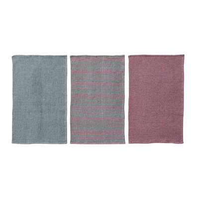 3-Piece Woven Cotton Waffle Weave Tea Towel