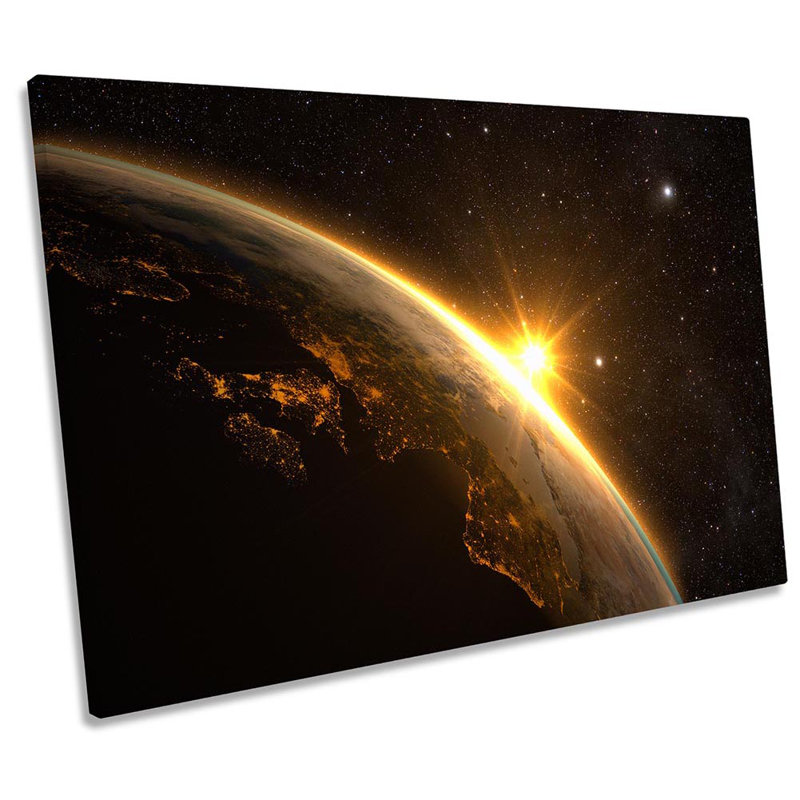 Planet Solar System Sunrise - Wrapped Canvas Print, 30.5cm H x 45.7cm W 
